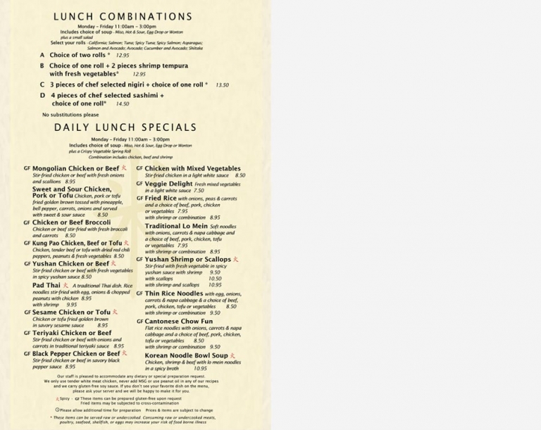 LUNCH MENU Rice Bistro & Sushi